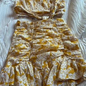 Yellow and White Floral top and skirt